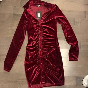 Red velvet dress from fashion nova